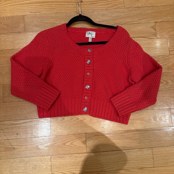 Milly of New York vintage boxy chunky  cropped cardigan with embellished buttons - Picture 8 of 10